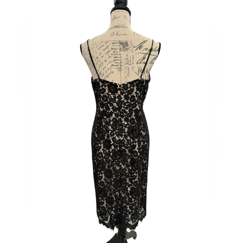 J. Crew Dress Black Lace Overlay Nude Lining MIDI - Picture 5 of 16